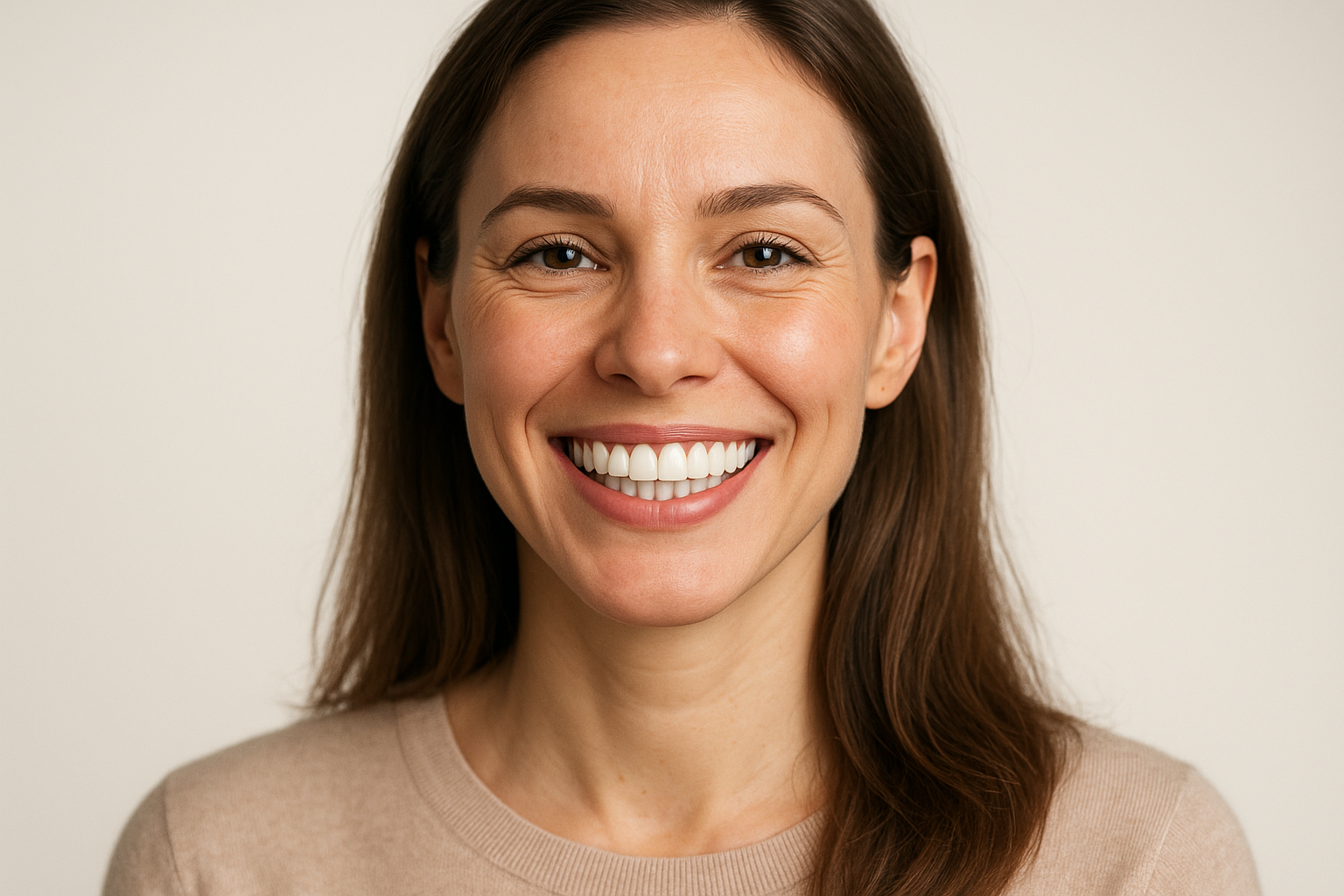 Красивая улыбка после имплантации зубов